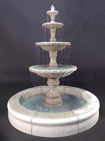 Monaco 4-Tier Fountain with Fiore Pond, Gray - Outdoorartpross