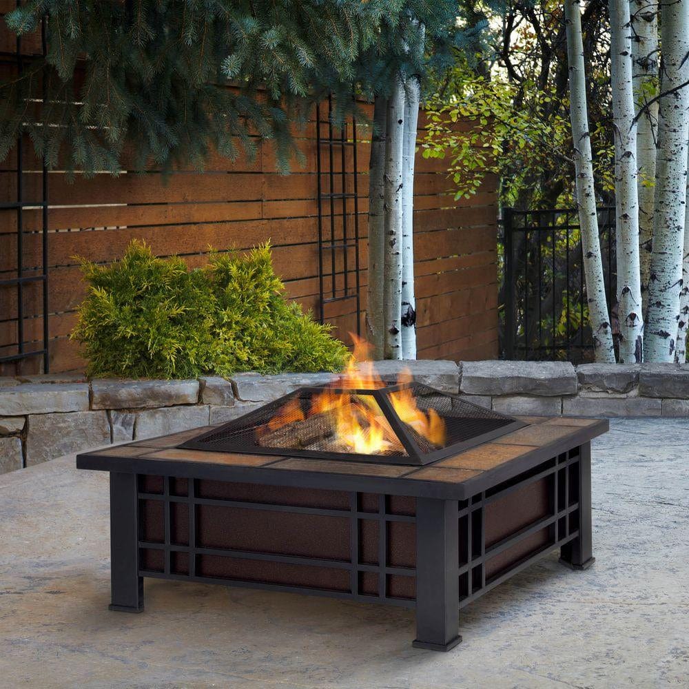 Morrison Wood Burning Fire Pit with Natural Slate Top - Outdoorartpross