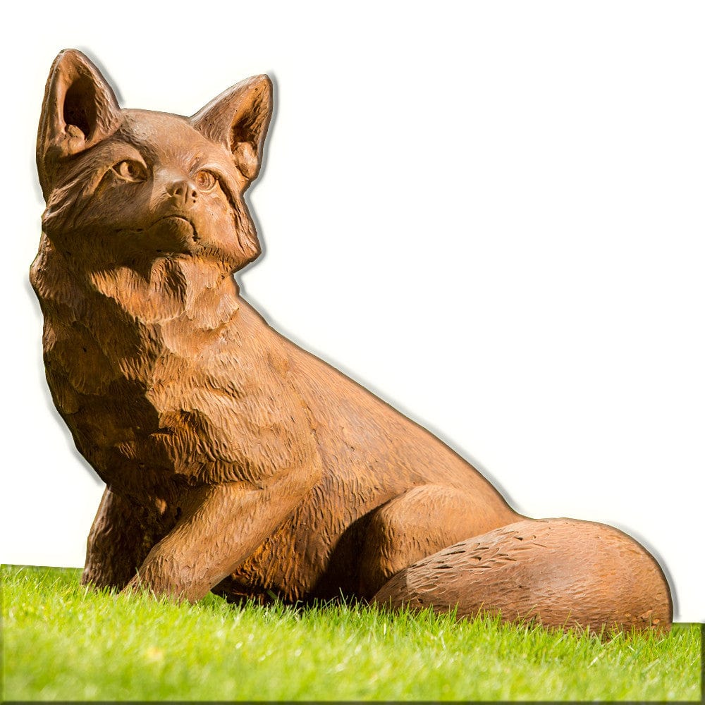 Noble Fox Cast Stone Garden Statue - Outdoorartpross