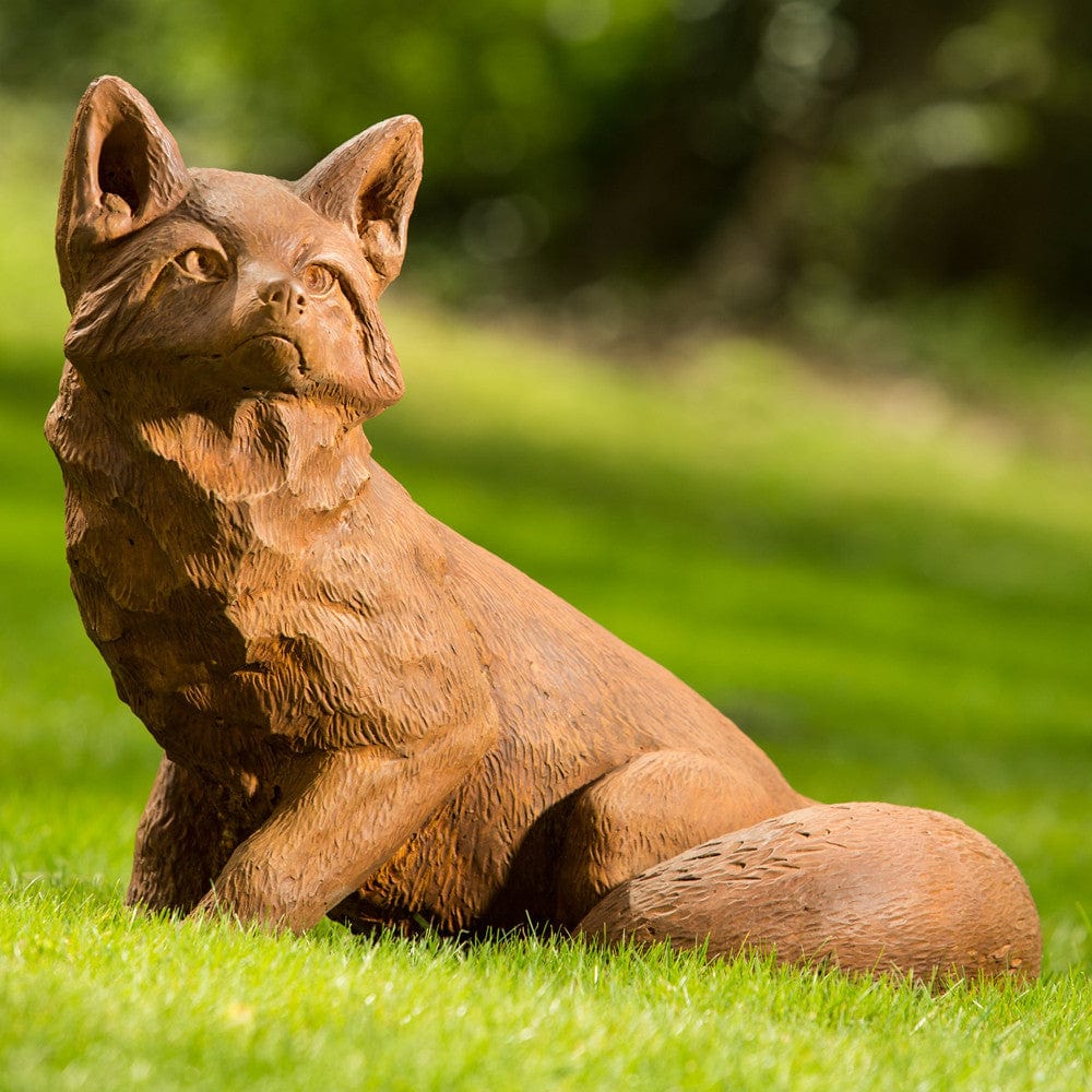 Noble Fox Cast Stone Garden Statue - Outdoorartpross