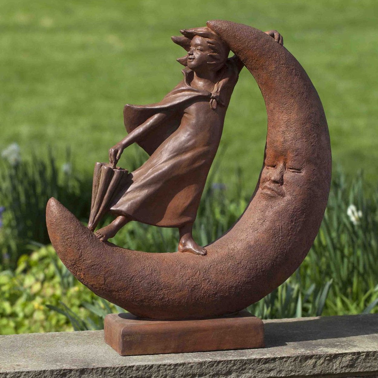 Once Upon a Moon Cast Stone Garden Statue - Outdoorartpross