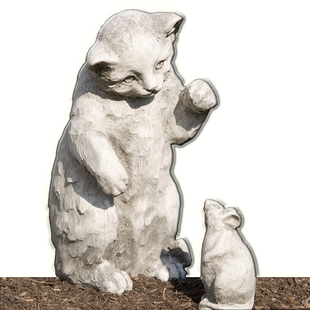 Playful Kitten Cast Stone Garden Statue - Outdoorartpross