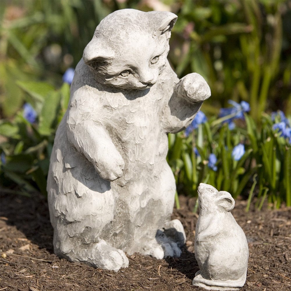Playful Kitten Cast Stone Garden Statue - Outdoorartpross