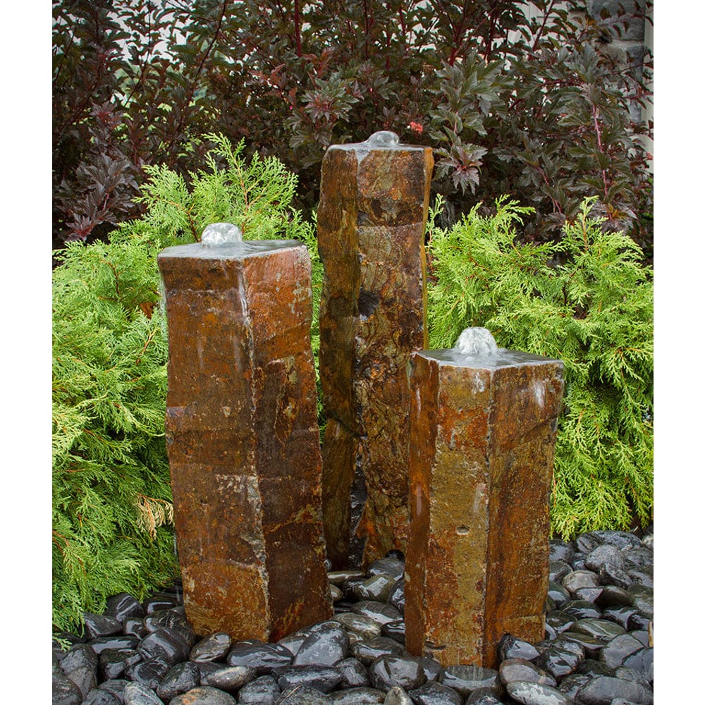 Polished Top Basalt Rock Column Fountain - Outdoorartpross