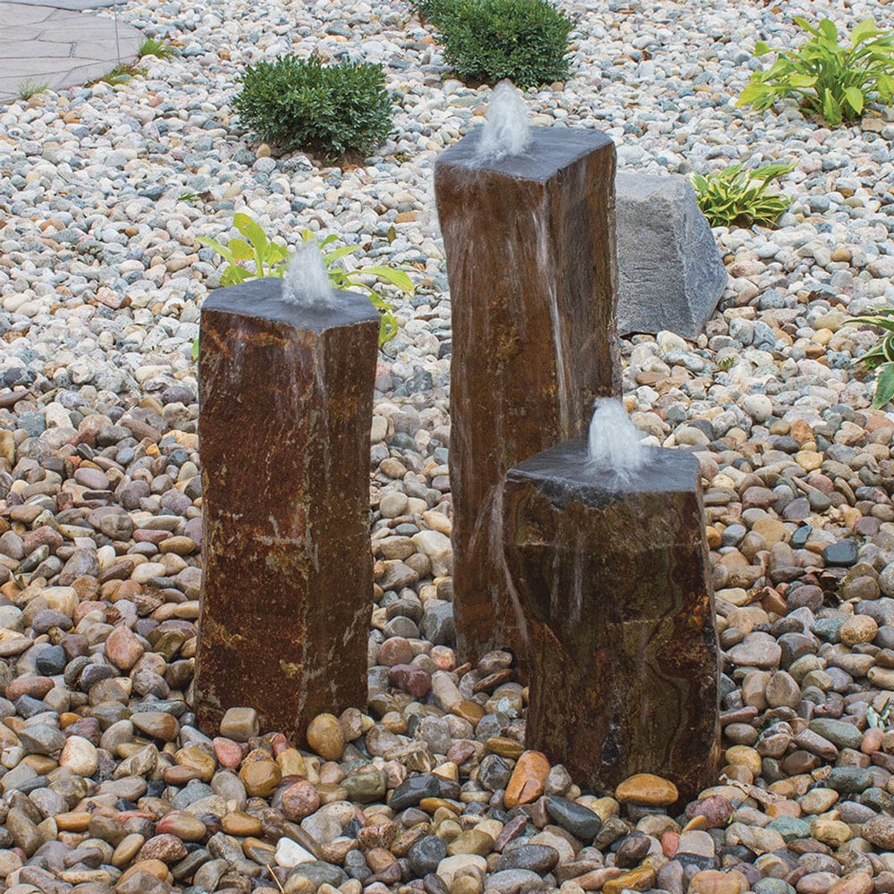 Polished Top Basalt Rock Column Fountain - Outdoorartpross