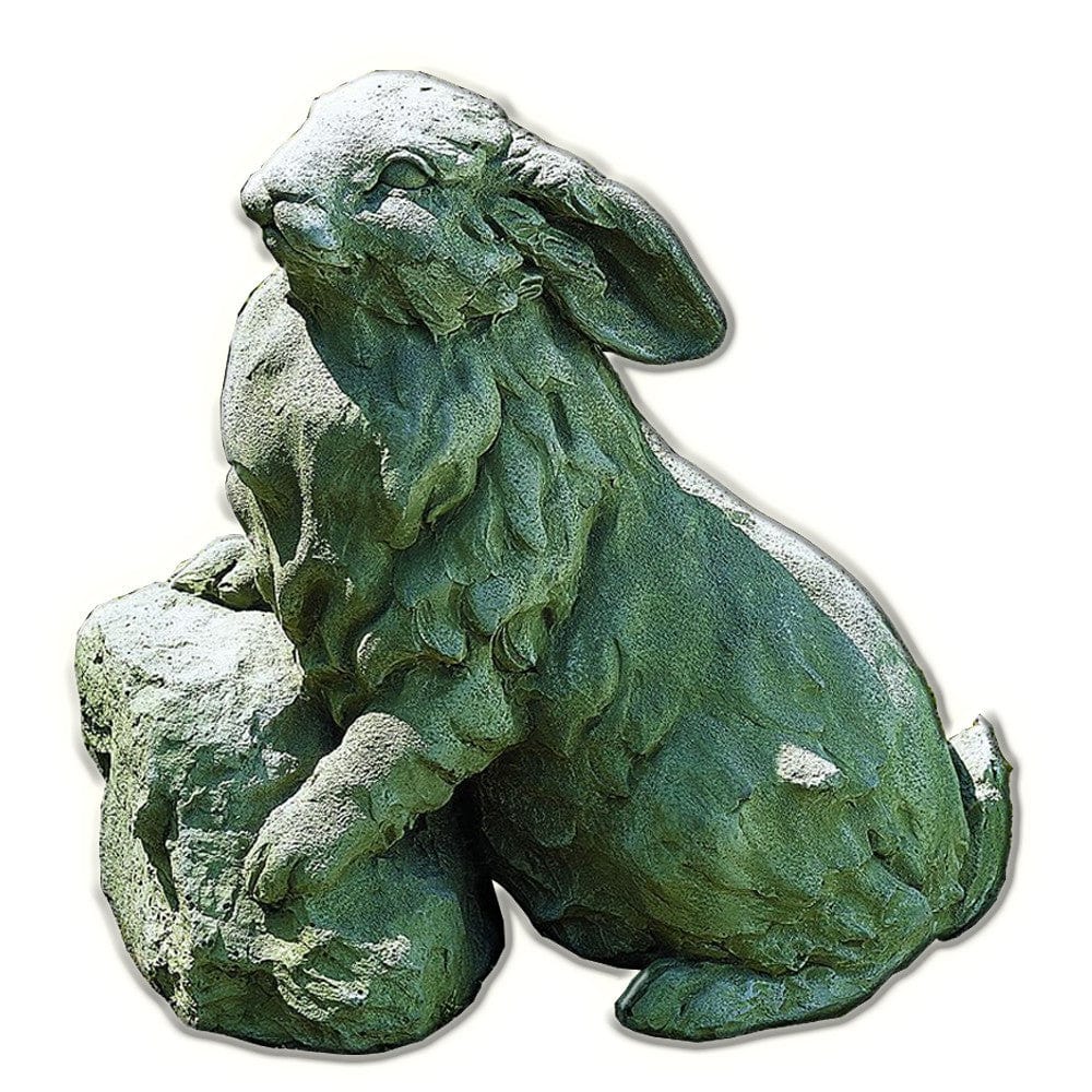 Rabbit on a Rock Cast Stone Garden Statue - Outdoorartpross