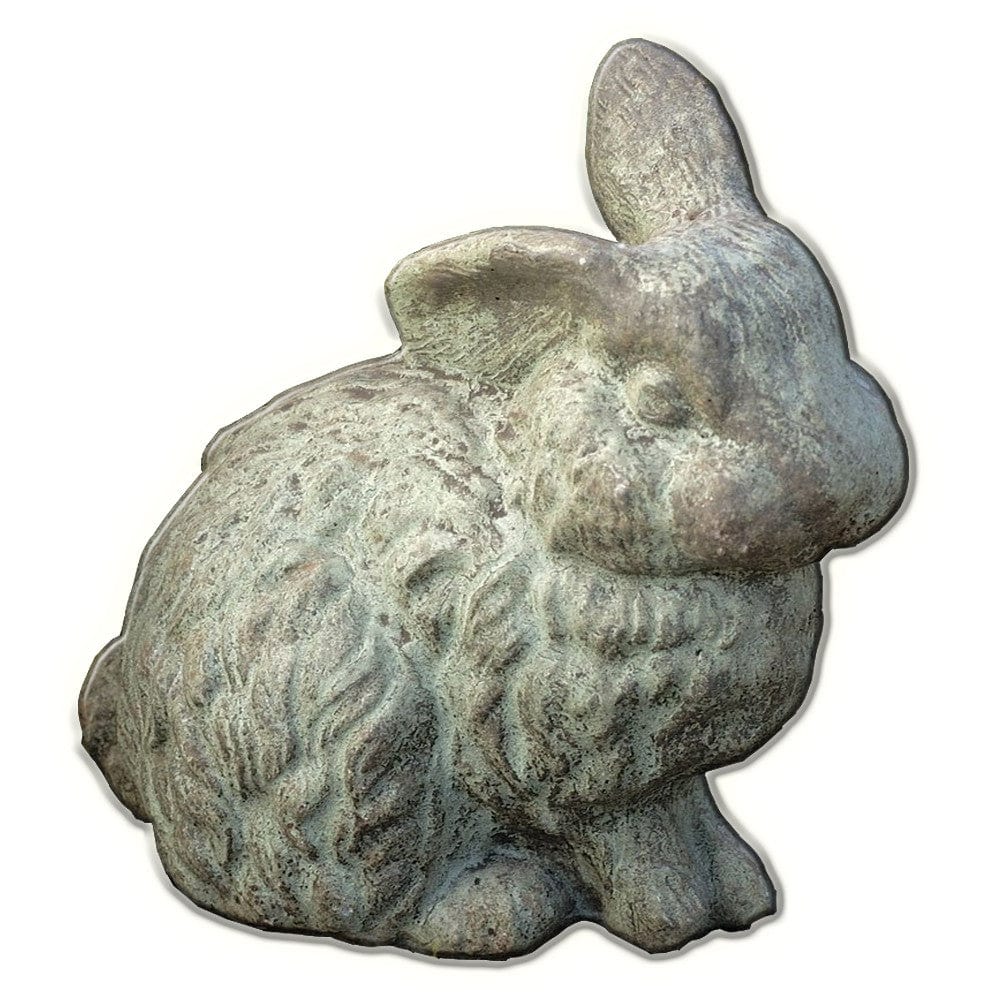 Rabbit with One Ear Up Cast Stone Garden Statue - Outdoorartpross
