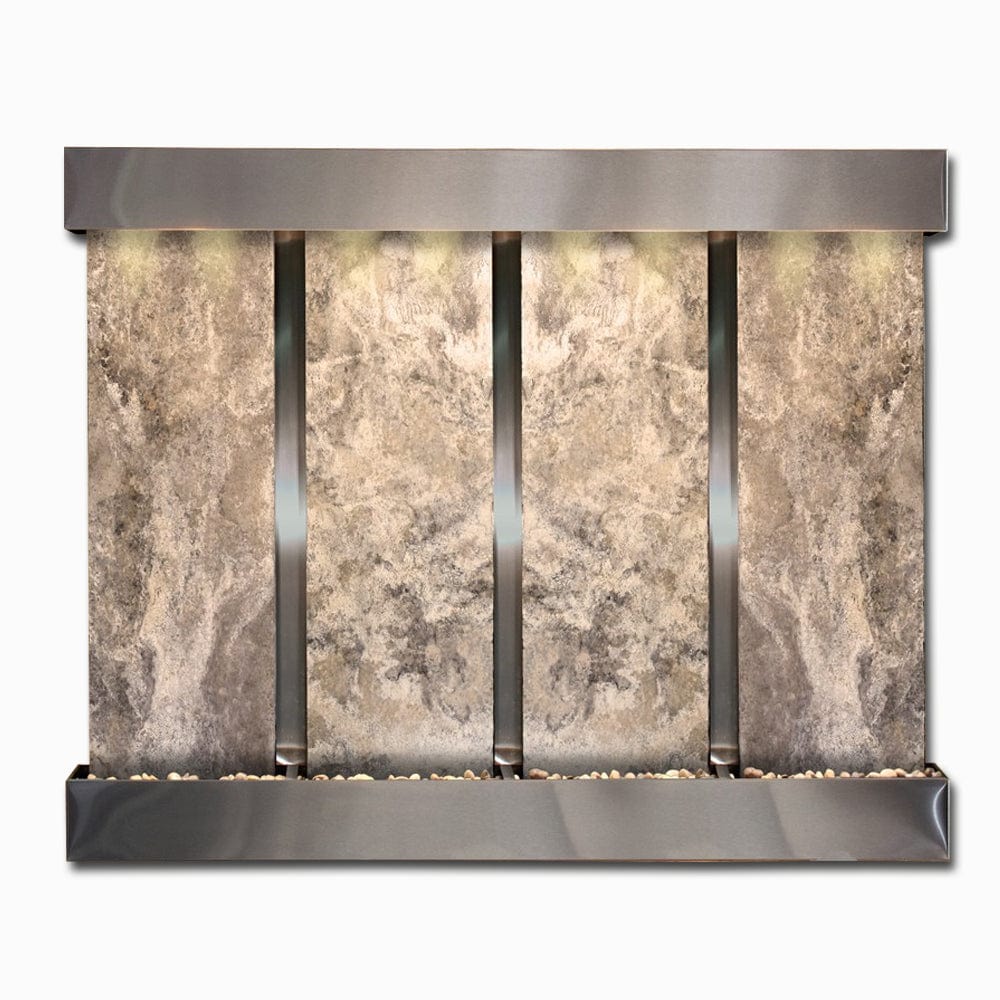Regal Falls - Magnifico Travertine - Stainless Steel - Squared - WhiteLED - Outdoorartpross