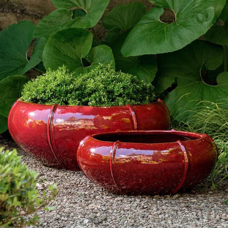Rib Vault Planter Low Set of 2 in Tropical Red - Outdoorartpross