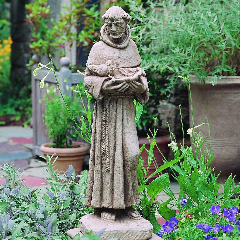 Saint Francis with Shell Garden Statue - Outdoorartpross