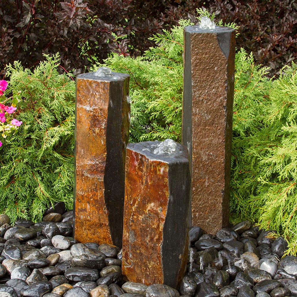Semi-Polished Basalt Rock Column Fountain - Outdoorartpross