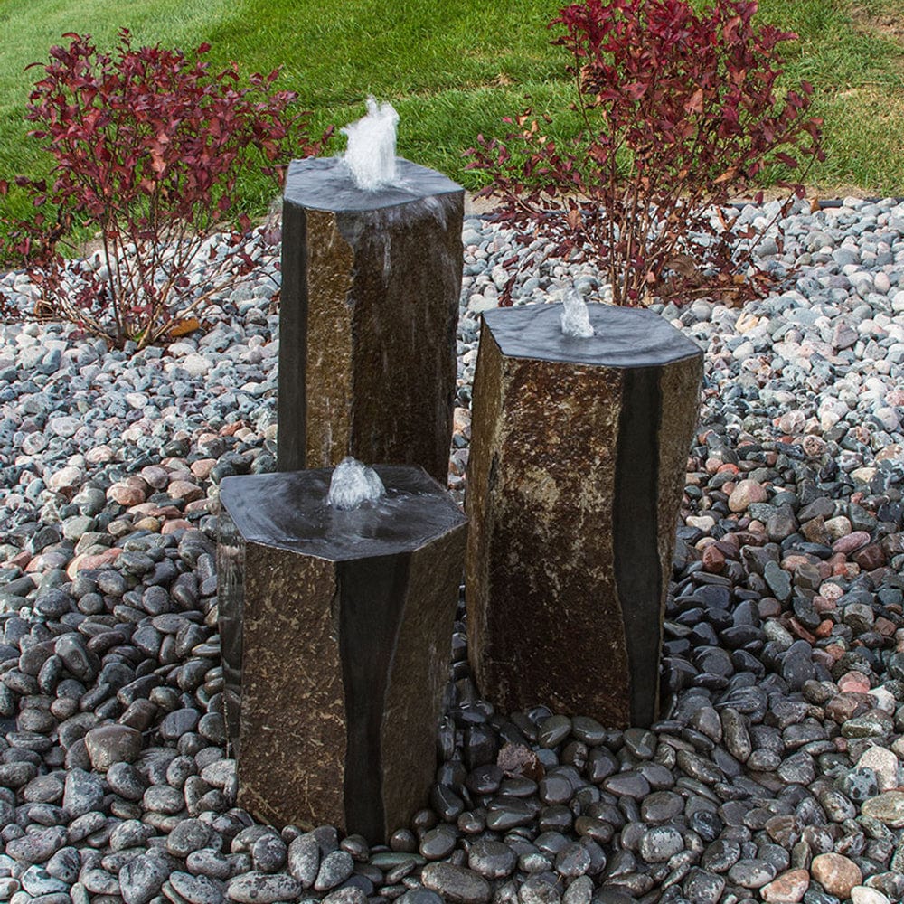Semi-Polished Basalt Rock Column Fountain - Outdoorartpross