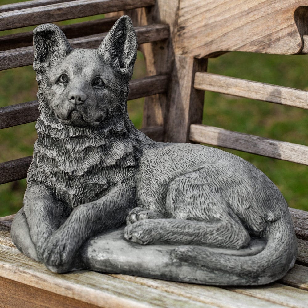 Shepherd Pup Cast Stone Garden Statue - Outdoorartpross