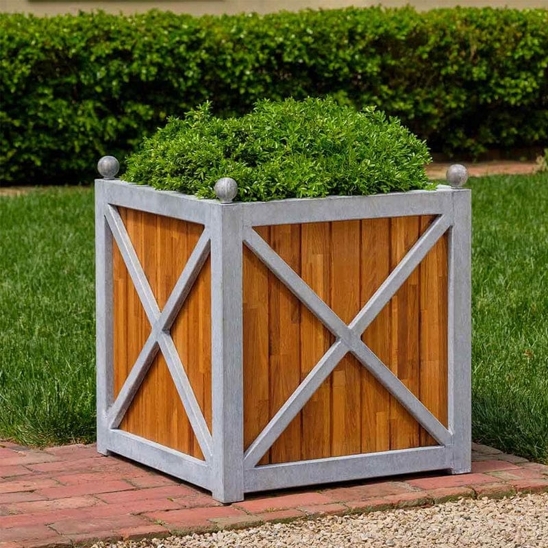 Square Villandry Large Planter - Zinc with Oak- Outdoorartpross