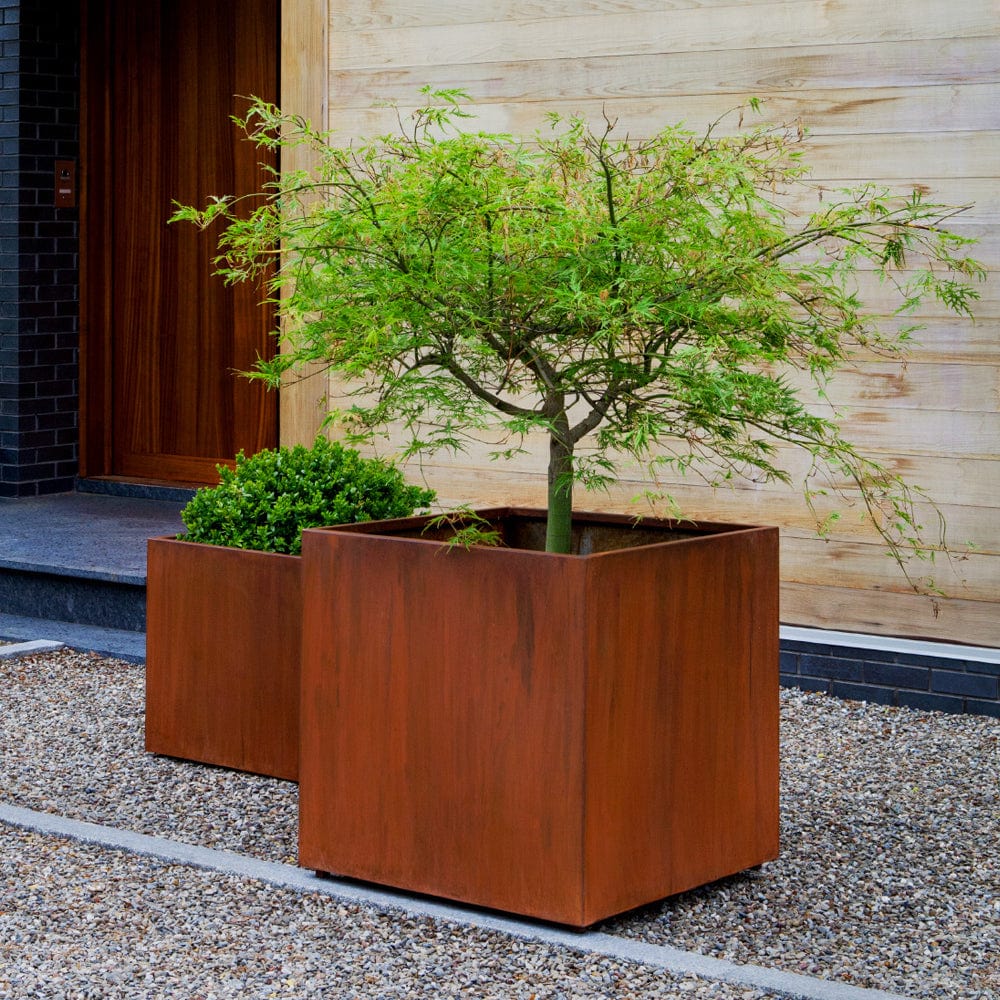 Steel Cube Planter Set of 2 | Lightweight Steel Collection