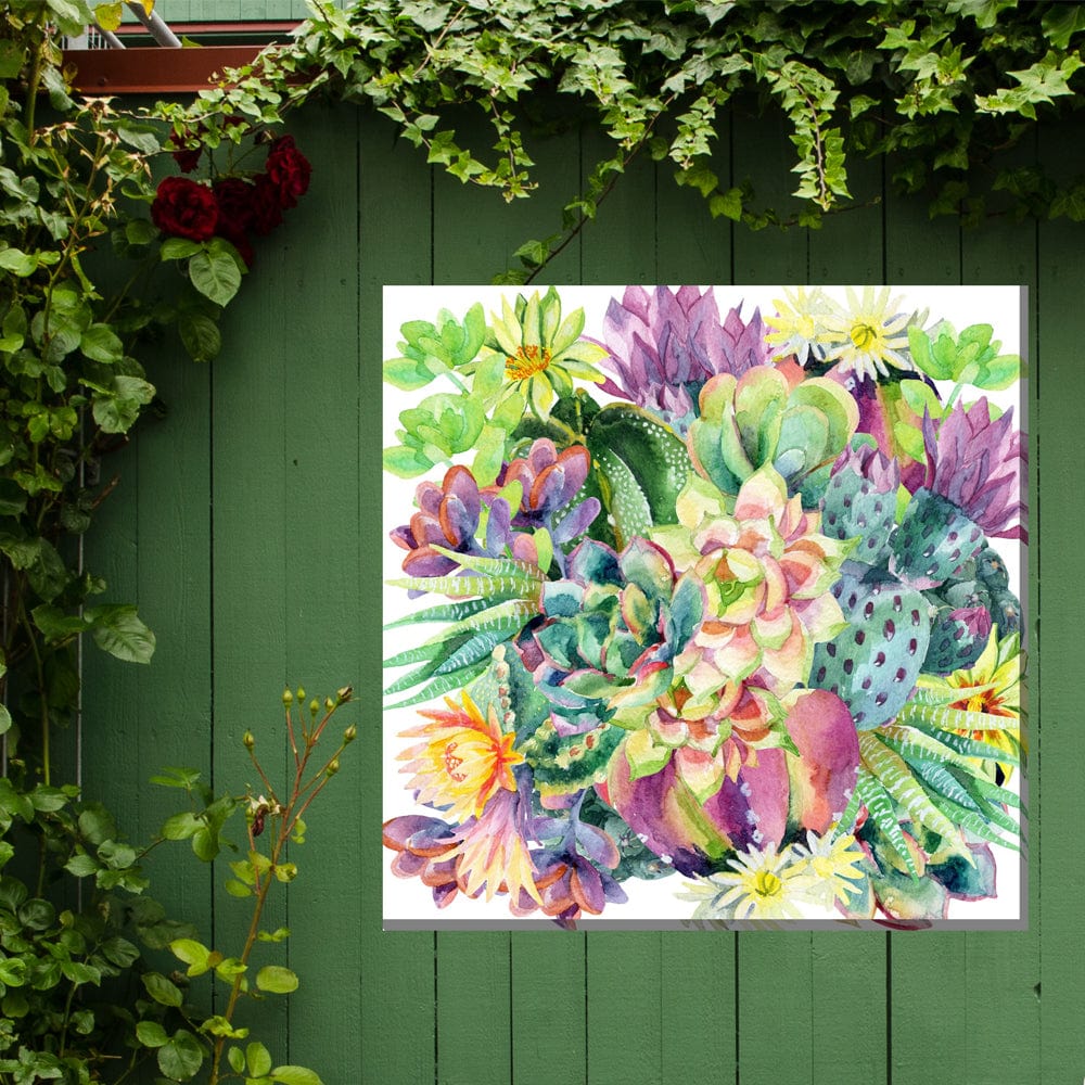 Succulent Blooms Outdoor Canvas Art - Outdoorartpross