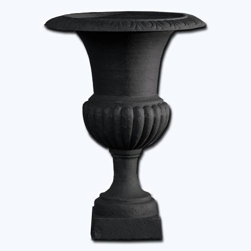 Tall Wickford Iron Urn Planter in Matte Black - Outdoorartpross
