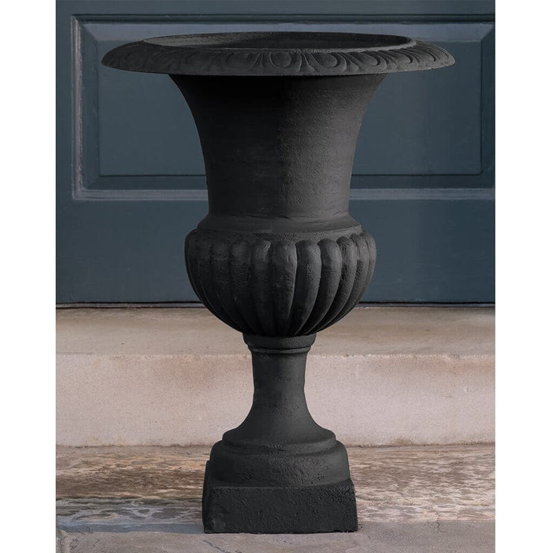 Tall Wickford Iron Urn Planter in Matte Black - Outdoorartpross
