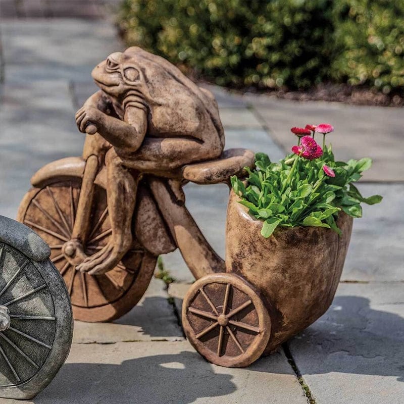 Tricycle Frog Planter in Brownstone Finish - Outdoorartpross