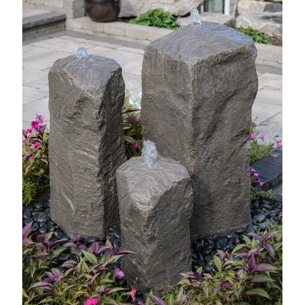 Watershed Cascade Triple Stone Outdoor Fountain - Outdoorartpross
