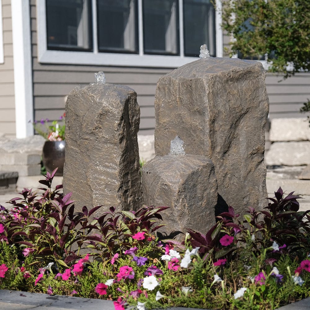Watershed Cascade Triple Stone Outdoor Fountain - Outdoorartpross