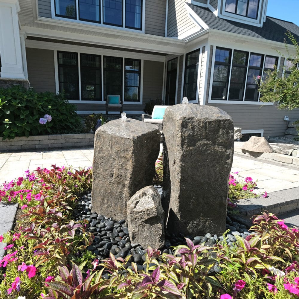 Watershed Tall Double Rock Outdoor Fountain - Outdoorartpross