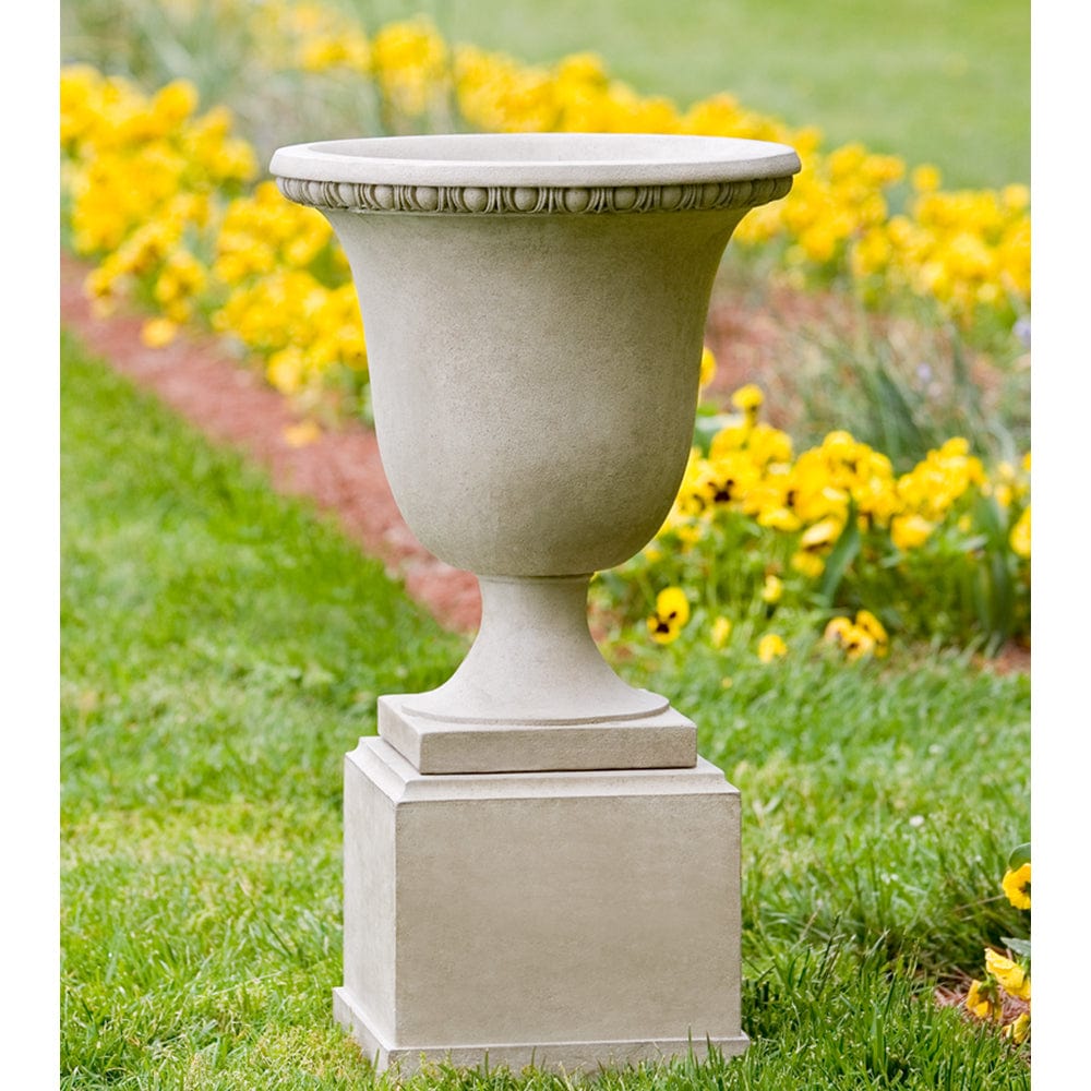 Williamsburg Egg & Dart Urn On Classic Short Pedestal - Outdoorartpross