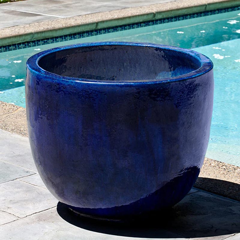 XL Sem Terra Cotta Planter-Riviera Blue Glaze - Outdoorartpross